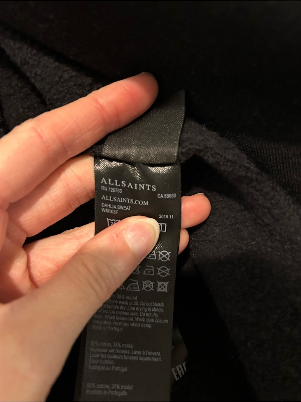 AllSaints Black Zip-Trim Hoodie Cardigan - Picture 8 of 10